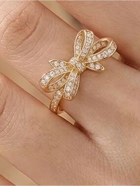 RING- Gold Colored Bow - Women's Fashion Jewelry